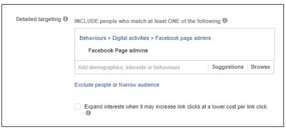 Detailed targeting feature on Facebook